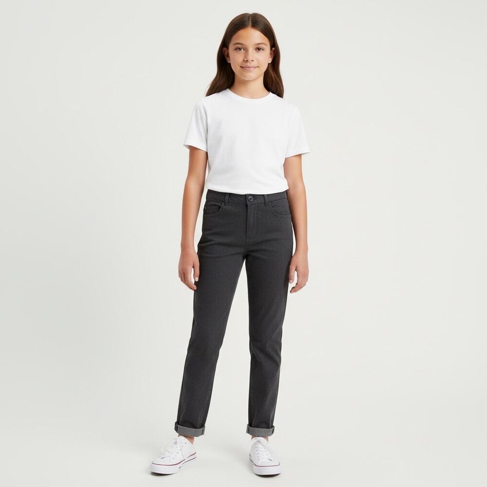 Zara Girls Pants Size 10 Gray Trouser Pants Adjustable Waist Cuff Bottom NWT